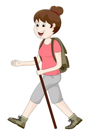 Woman hikingのイラスト素材