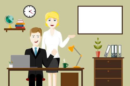 Two business people in an officeのイラスト素材