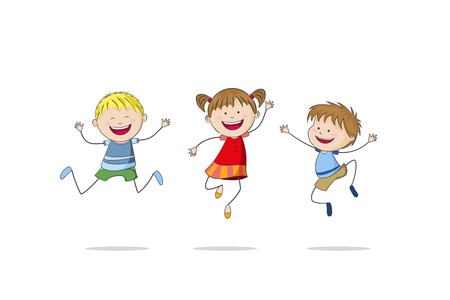 Three jumping childrenのイラスト素材