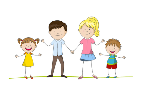 Young family with two childrenのイラスト素材