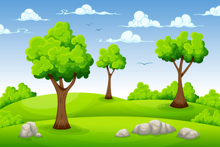 Cartoon summer landscapeのイラスト素材