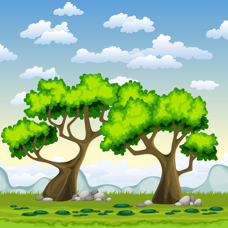 Green trees in summerのイラスト素材