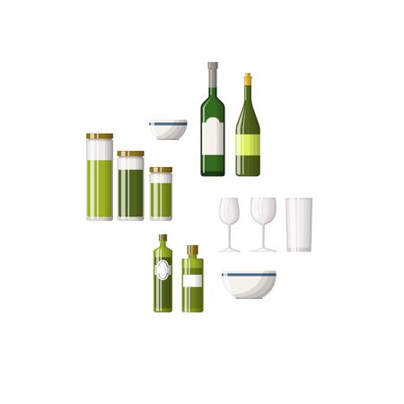 Set of bottles and glassesのイラスト素材