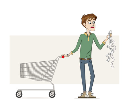 Man with a long shopping listのイラスト素材