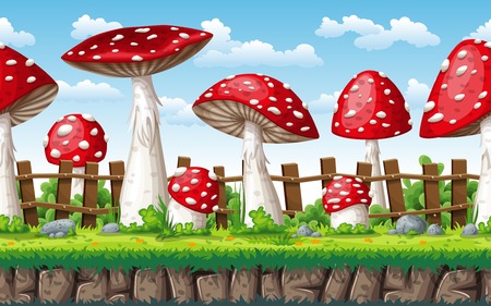 Seamless autumn nature background. Vector illustration with separate layers.のイラスト素材