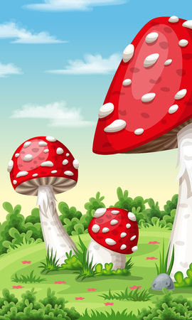 Vertical cartoon nature background for mobile phone screenのイラスト素材