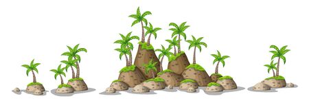 Different hills with tropical palm trees, panorama.のイラスト素材