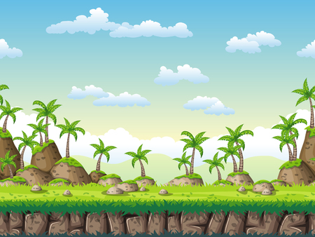 Seamless cartoon background. Vector illustration with separate layers.のイラスト素材