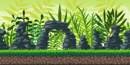 A Seamless cartoon nature background. Vector illustration with separate layers.のイラスト素材