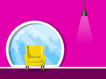 Illustration of a chair in front of a windowのイラスト素材