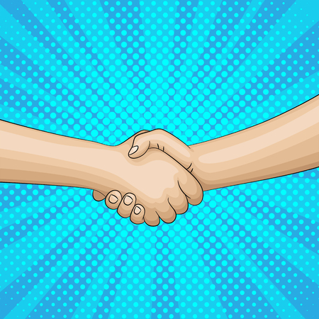 Pop art retro handshake background, comic design Vector illustration.のイラスト素材