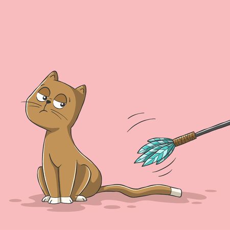Cat does not want to play. Hand drawn vector illustration with separate layers.のイラスト素材