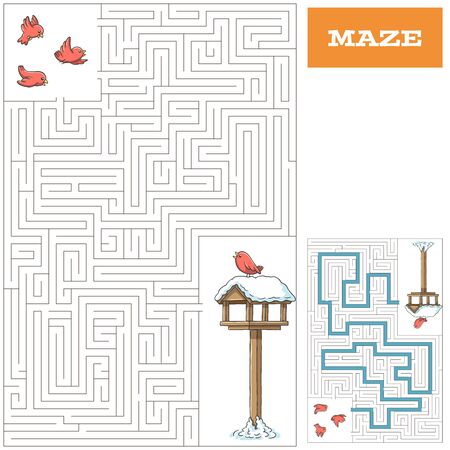 Cartoon game puzzle with solution. Hand draw vector illustration with separate layers.のイラスト素材