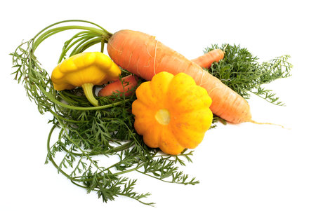 Beautiful, bright vegetables on a white background, please an eye and stimulate appetite.