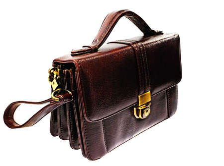 A man's bag for documents and fine subjects, a pure white background.             の写真素材