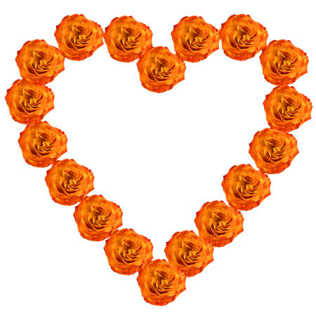 An abstract illustration. A silhouette in the form of the heart, made of colors of a rose. A pure white background. の写真素材