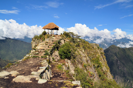 Ancient Stone Inca Trail Path at Machu Picchu Mountain in the Andes Leading to Machu Picchuの写真素材