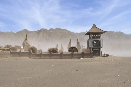 Pura Poten is a Hindu temple in the so-called sea of sands in Bromo Tengger Semeru National Park, East Java, Indonesiaの写真素材