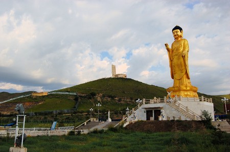 Buddha statue in the capitol city of Ulan Bator, Mongoliaの写真素材