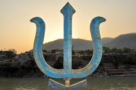 The sacred trident is the traditional weapon of Hindu god Shivaの写真素材