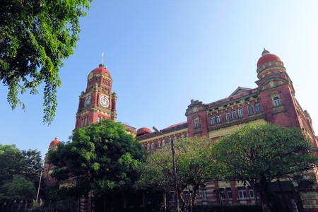 Old British colonial palace building in Yangon, Myanmar - Burmaのeditorial素材