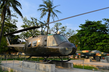US Military helicopter used during the Vietnam War at an open air exhibiton in Hue Vietnamのeditorial素材
