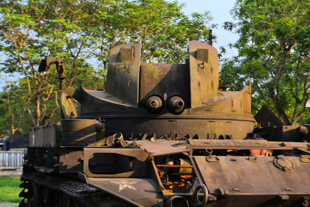 US Army Tank used during the Vietnam War at a free open air exhibiton in Hue Vietnamのeditorial素材