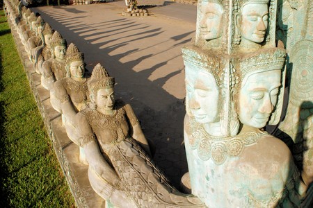 Cambodian Independence Monument in Siem Reap. Siem Reap and the temples of Angkor were conquered by Thailand and on liberation this monument was built as a memorialの写真素材