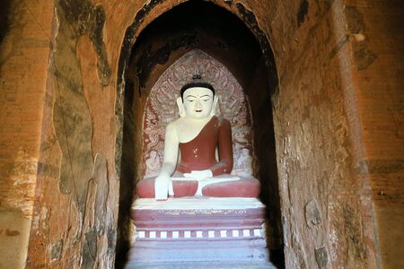 Ancient Buddha statue Ananda Buddhist temple, Bagan, Burmaのeditorial素材