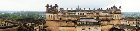 Jahangir Mahal, important maharaja palace and military fortification in Orchha, Uttar Pradesh, Indiaの写真素材