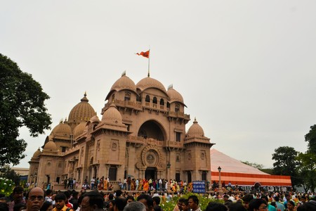 Kolkata, India - 9 October 2013:  The main ceremony of Hindu festival Durga puja is held at Belur Math in Howrah, Kolkata. Durga Puja is one of the most important festivals in all of India.のeditorial素材