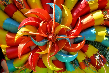 Kolkata, India - 9 October 2013:  A detail view of an unidentified pandal in the city of Kolkata during Durga Puja festival. A pandal is a temporary temple, erected during the week long religious festival of Durga Puja, one of the most important festivalsのeditorial素材