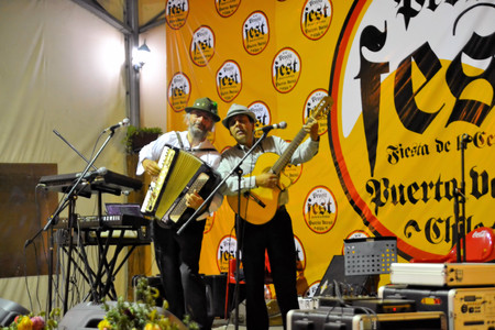 Puerto Varas, Chile - 19 January 2013: Musicians play traditonal German Blasmusik at Prosit fest, an Octoberfest style German festival in a beer tent in Puerto Varas. Descendants of German settlers are still practising their traditions in Southern Chile aのeditorial素材