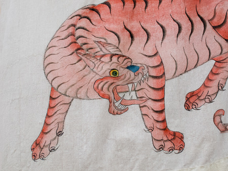 Tiger flag in Bhutanの写真素材