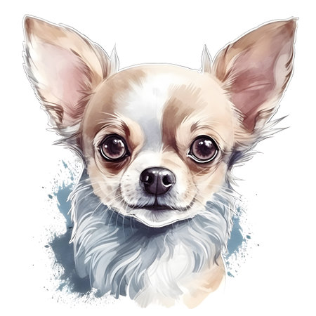 Chihuahua dog portrait. Hand drawn vector illustration on white backgroundの素材