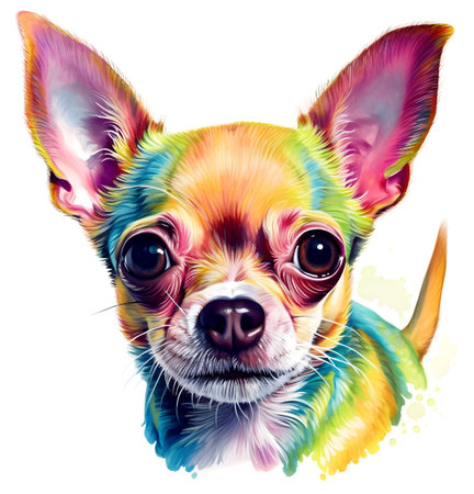 Illustration Portrait of Chihuahua Puppy. Cute dog isolated on white background.の素材