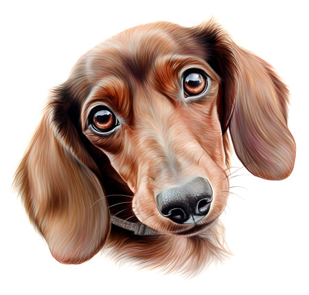 Illustration Portrait of Dachshund Puppy. Cute dog isolated on white background.の素材