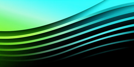 Abstract dark background composition with blue and green dynamic linesの写真素材