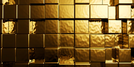 Modern rich gold cubes luxury abstract backgroundの写真素材