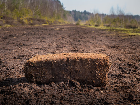 pile of turf and turf cutting with peatland