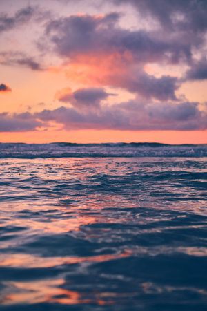 Colorful Sunset over the north seaの写真素材