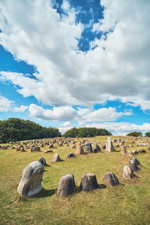 Viking Graveyard in northern Denmark - Lindholm Hojeの写真素材