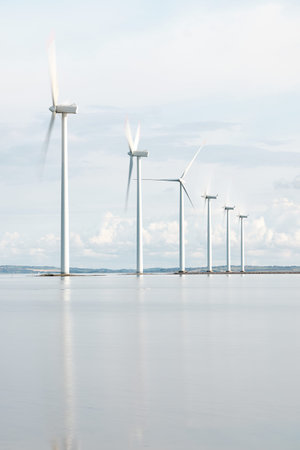 Windmills in danish Fjord