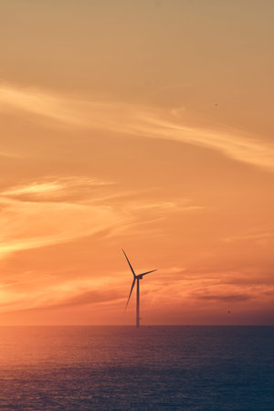 Offshore Wind energy during sunset