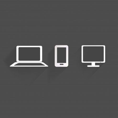 Background with notebook and smartphone icons, flat designのイラスト素材