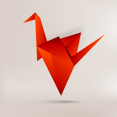 Origami paper bird on abstract backgroundのイラスト素材