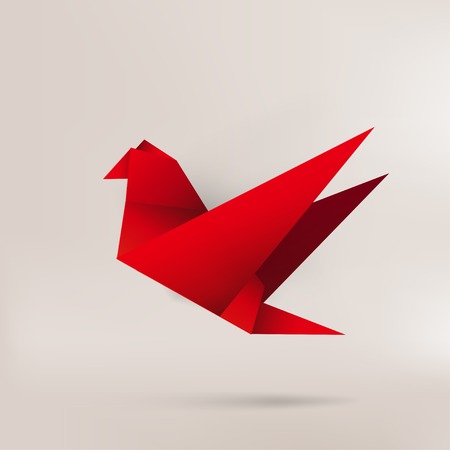 Origami paper bird on abstract backgroundのイラスト素材