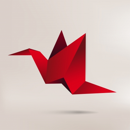 Origami paper bird on abstract backgroundのイラスト素材