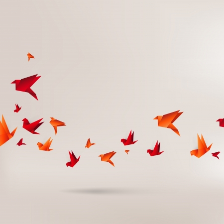 Origami paper bird on abstract backgroundのイラスト素材