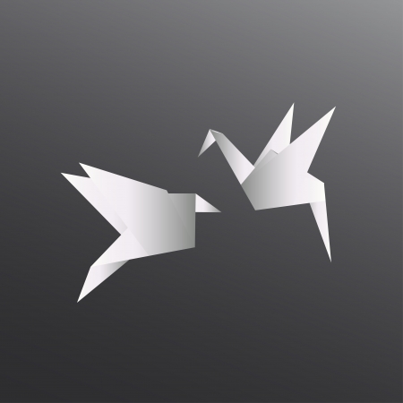 Origami paper bird on abstract backgroundのイラスト素材